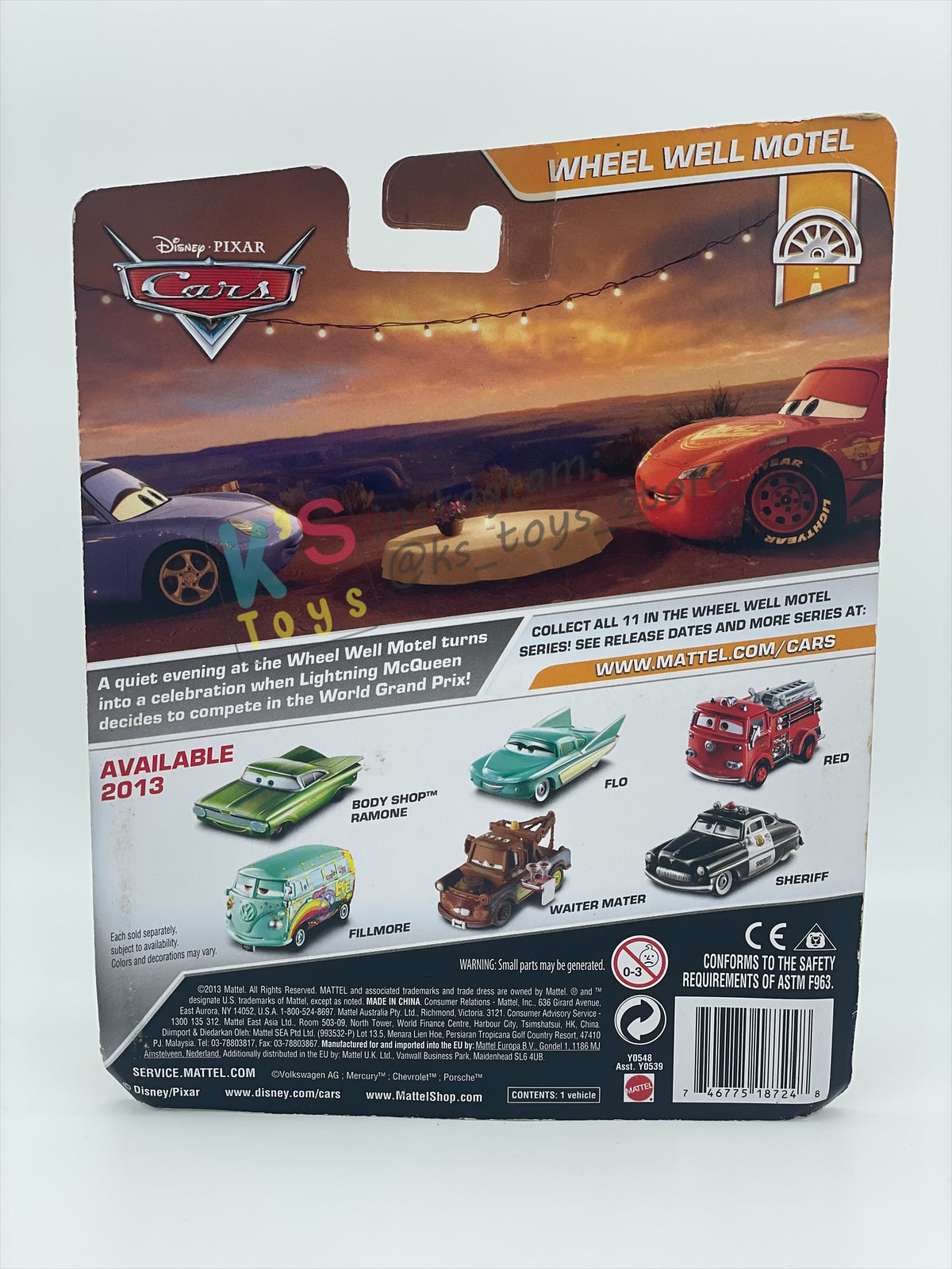 DELUXE DISNEY CARS BY MATTEL, "WAITER MATER" - WHEEL WELL MOTEL - BNIP