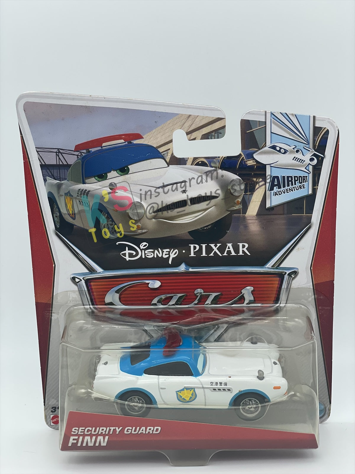 DISNEY PIXAR CARS BY MATTEL, "SECURITY GUARD FINN (VARIANT UNIBODY)" - AIRPORT ADVENTURE SERIES - BNIP