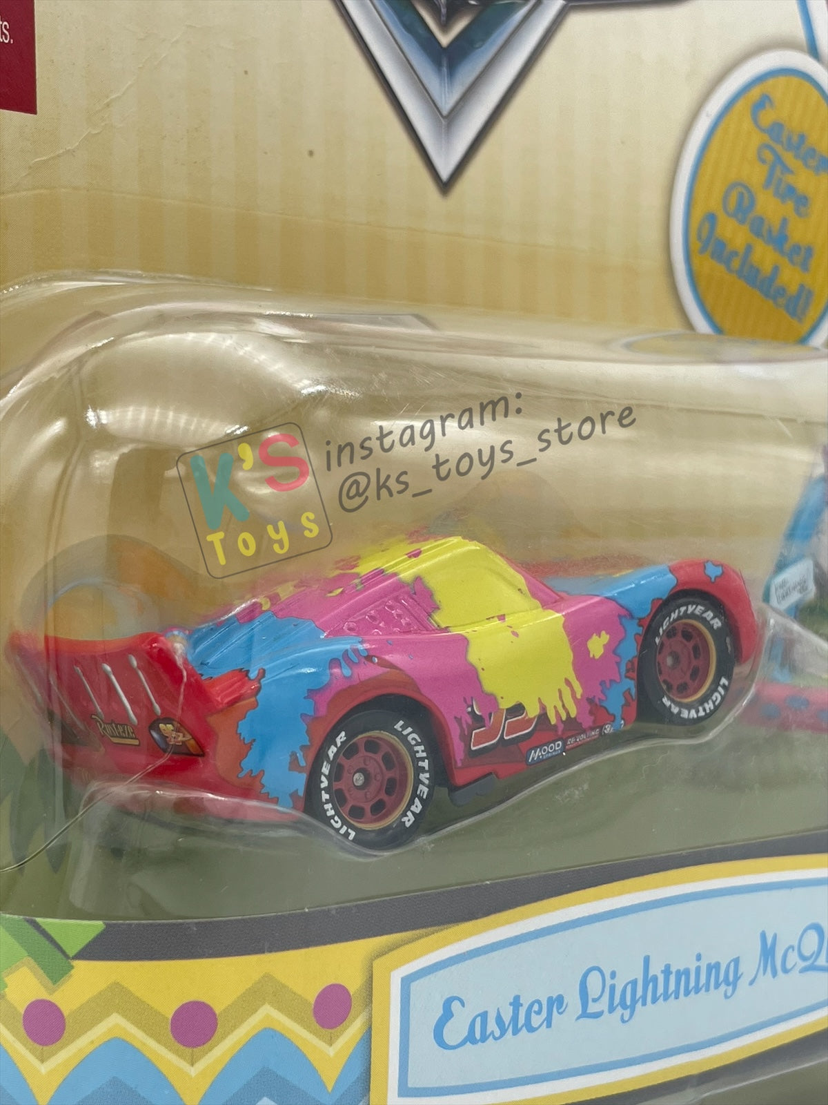 DISNEY PIXAR CARS 1:55 BY MATTEL, "EASTER LIGHTNING MCQUEEN WITH BASKET" EASTER SERIES - BNIP