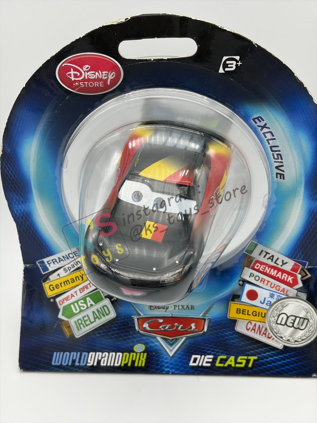 Disney Store Version of Disney Pixar Cars 1:43 - BELGIUM LIGHTNING MCQUEEN - COUNTRY WGP EXCLUSIVE INTERNATIONAL SERIES - BNIP