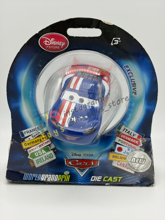 Disney Store Version of Disney Pixar Cars 1:43 - USA LIGHTNING MCQUEEN - COUNTRY WGP EXCLUSIVE INTERNATIONAL SERIES - BNIP