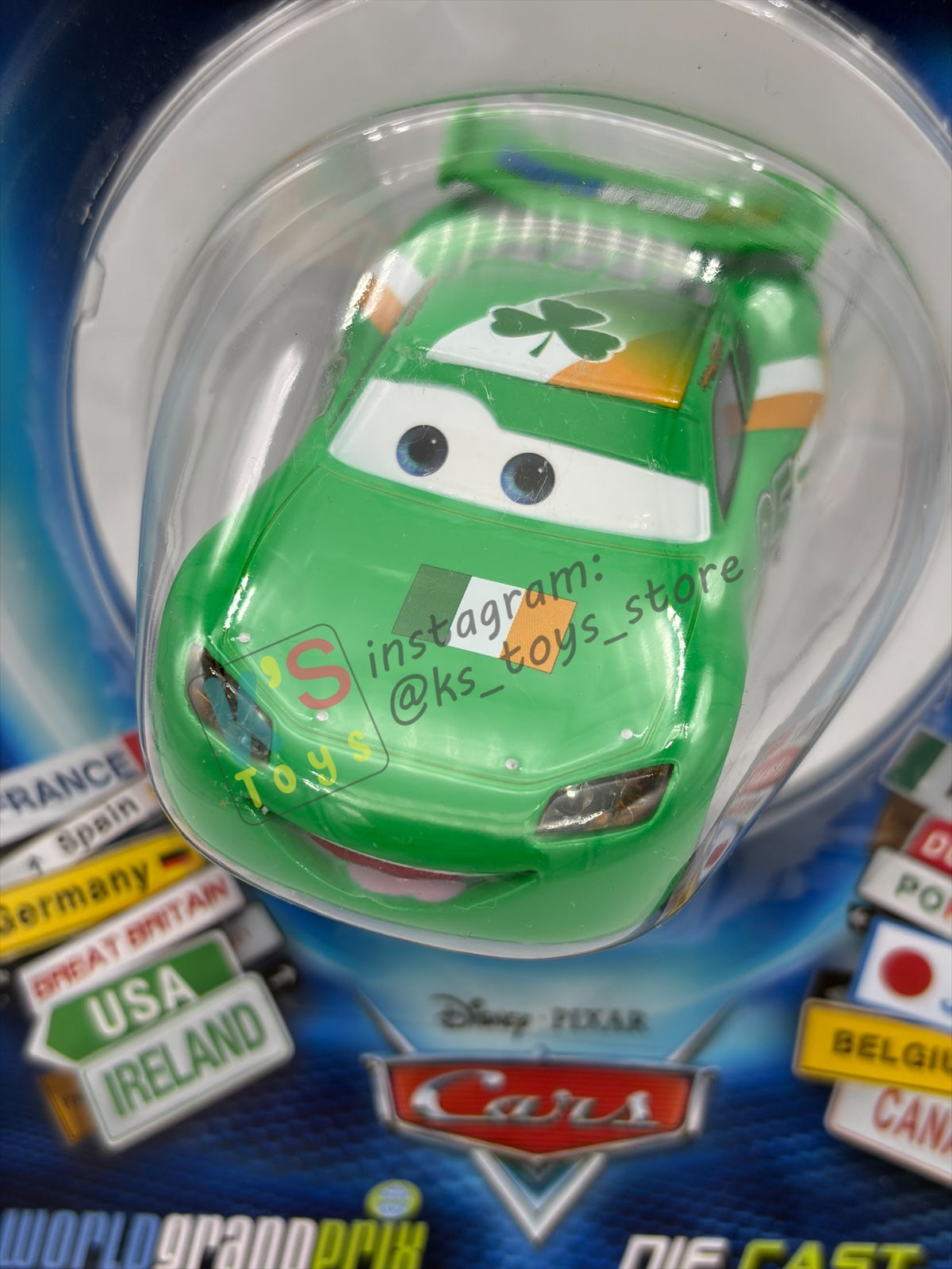 Disney Store Version of Disney Pixar Cars 1:43 - IRELAND LIGHTNING MCQUEEN - COUNTRY WGP EXCLUSIVE INTERNATIONAL SERIES - BNIP