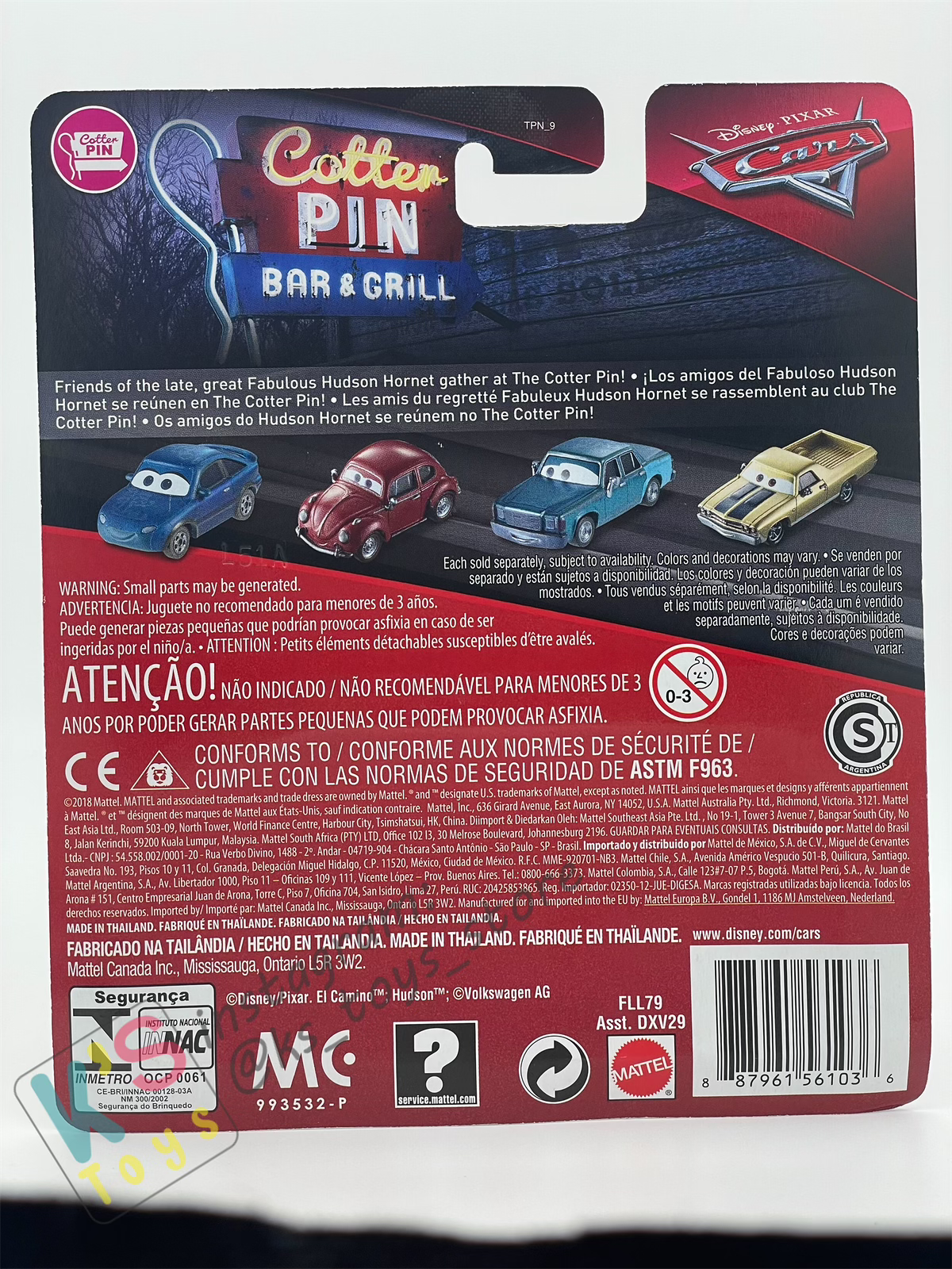 DISNEY PIXAR CARS BY MATTEL, BILL REVS - THE COTTER PIN - BNIP