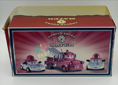 DISNEY PIXAR CARS 1:55 BY MATTEL - EXCLUSIVE SDCC 2009 CARS TOON RESCUE SQUAD MATER 3-PACK GIFT SET "RESCUE SQUAD MATER, DALMATIAN MIA AND DALMATIAN TIA" - BNIB *CRACKED BLISTER