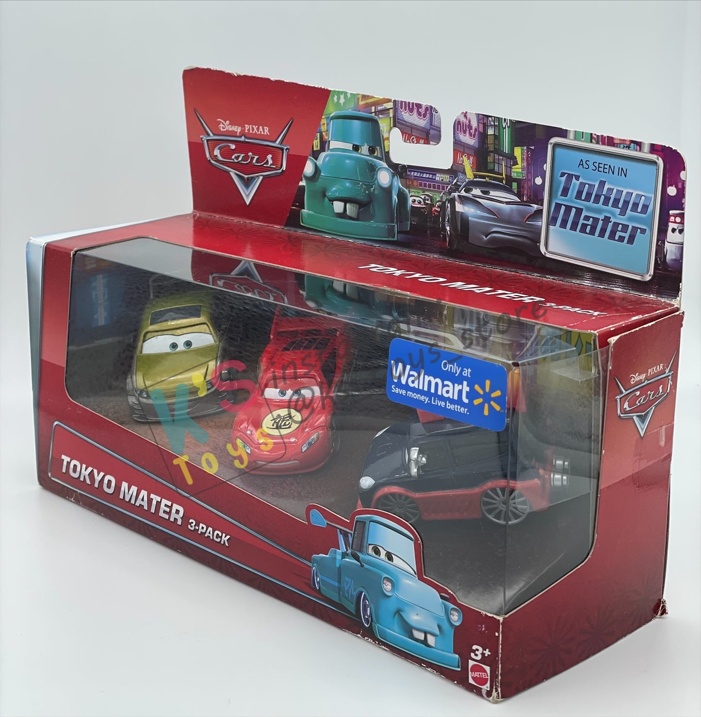 DISNEY PIXAR CARS 1:55 BY MATTEL - EXCLUSIVE WALMART "TOKYO MATER 3-PACK KAA REESU,DRAGON LIGHTNING MCQUEEN WITH OIL STAINS AND YOKOZA" TOKYO MATER SERIES - BNIB