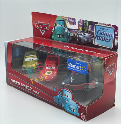 DISNEY PIXAR CARS 1:55 BY MATTEL - EXCLUSIVE WALMART "TOKYO MATER 3-PACK KAA REESU,DRAGON LIGHTNING MCQUEEN WITH OIL STAINS AND YOKOZA" TOKYO MATER SERIES - BNIB