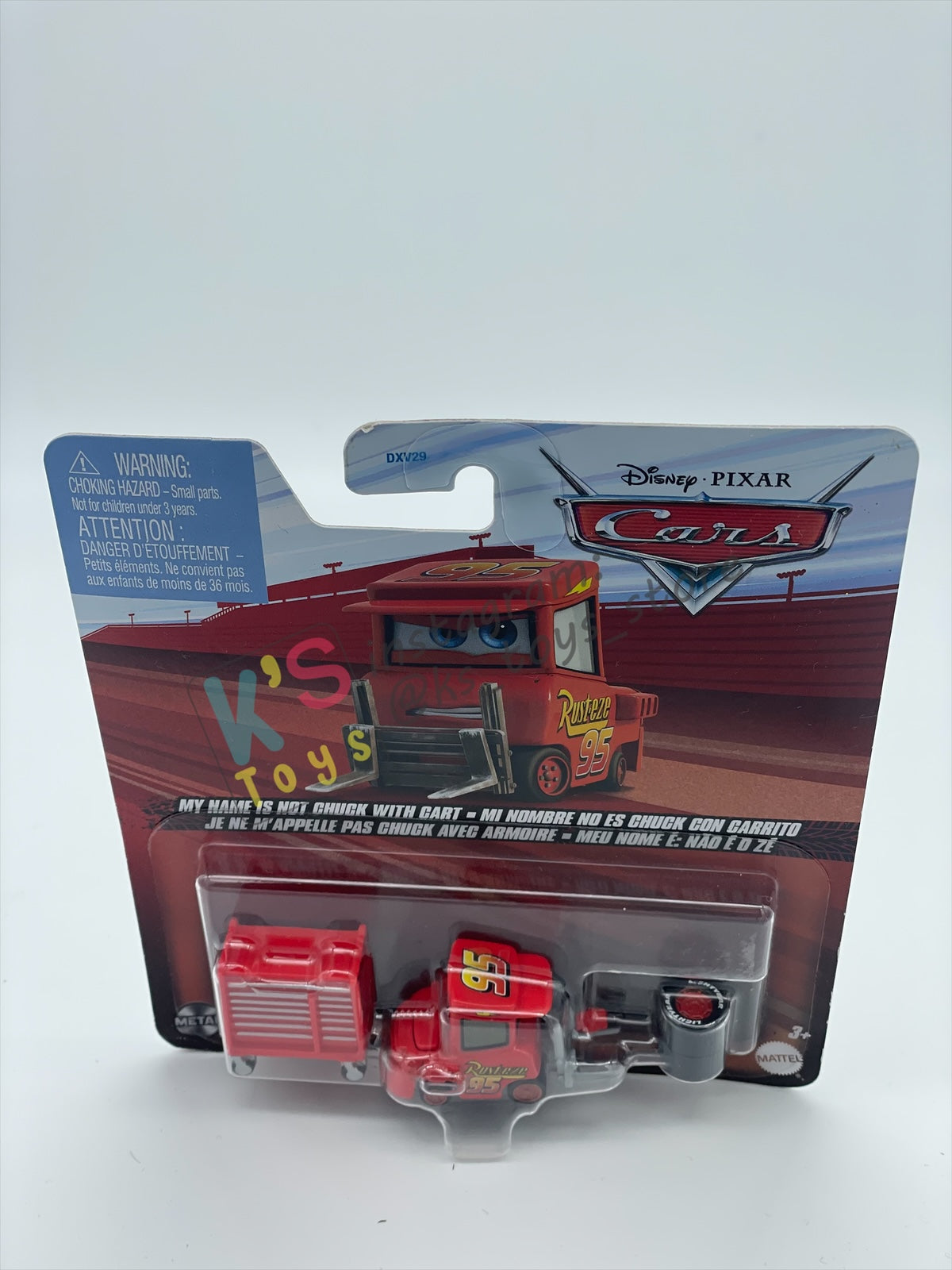 DISNEY PIXAR CARS BY MATTEL 1:55, "MY NAME IS NOT CHUCK WITH CART" - 2024 RE-RELEASED - BNIP