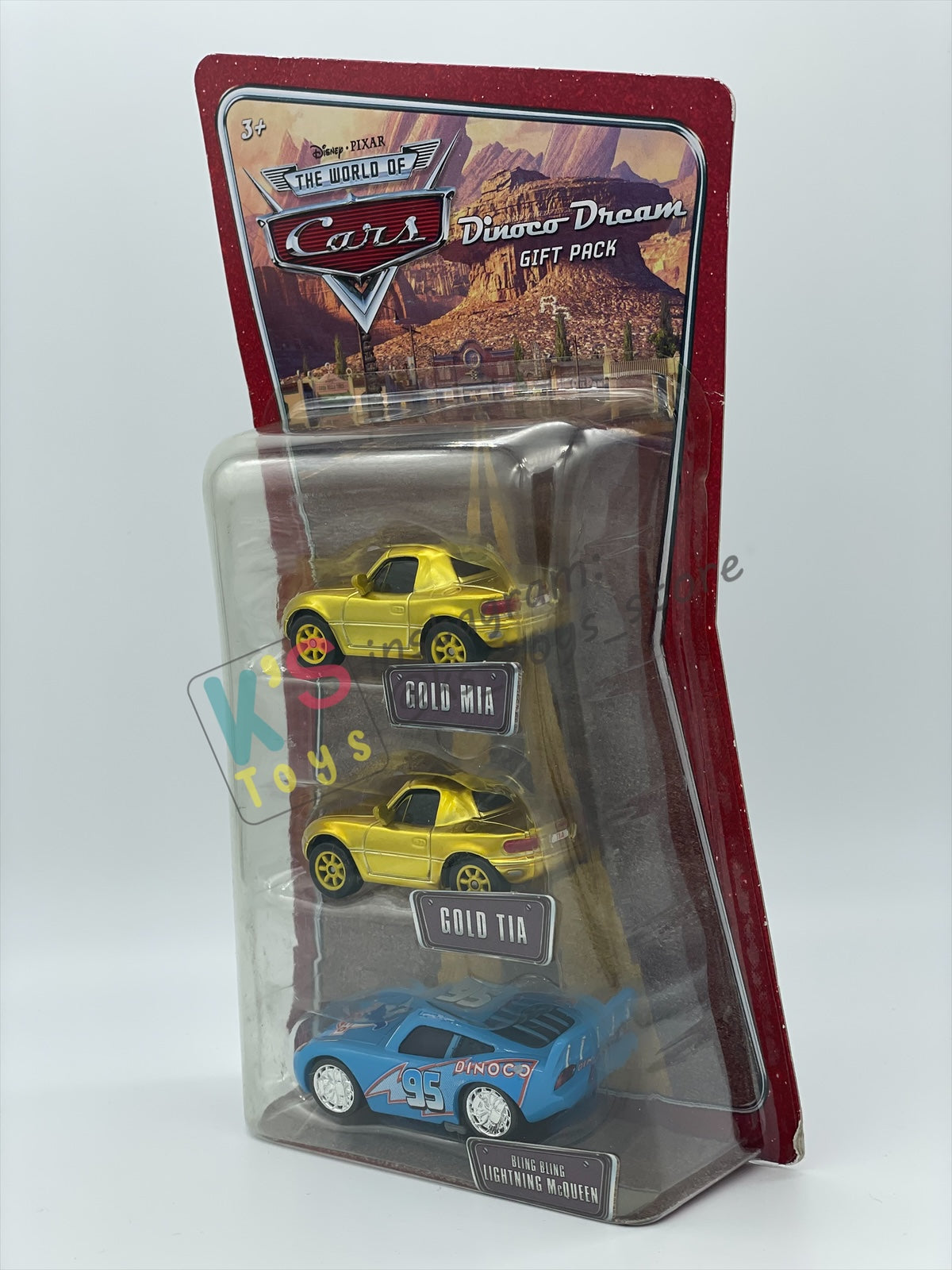 DISNEY PIXAR CARS 3 PACK DINOCO DREAM GIFT PACK "GOLD MIA, GOLD TIA, AND BLING BLING LIGHTNING MCQUEEN (VARIANT)"  - BNIP