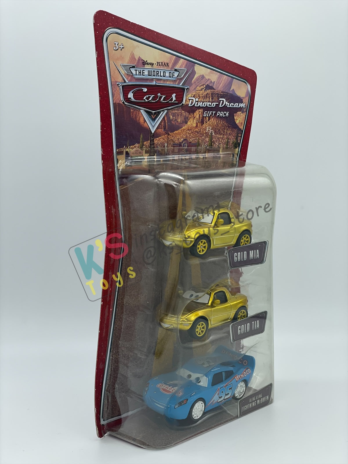 DISNEY PIXAR CARS 3 PACK DINOCO DREAM GIFT PACK "GOLD MIA, GOLD TIA, AND BLING BLING LIGHTNING MCQUEEN (VARIANT)"  - BNIP