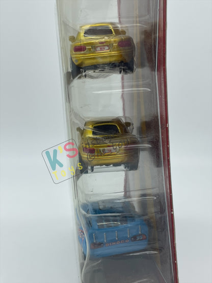 DISNEY PIXAR CARS 3 PACK DINOCO DREAM GIFT PACK "GOLD MIA, GOLD TIA, AND BLING BLING LIGHTNING MCQUEEN (VARIANT)"  - BNIP
