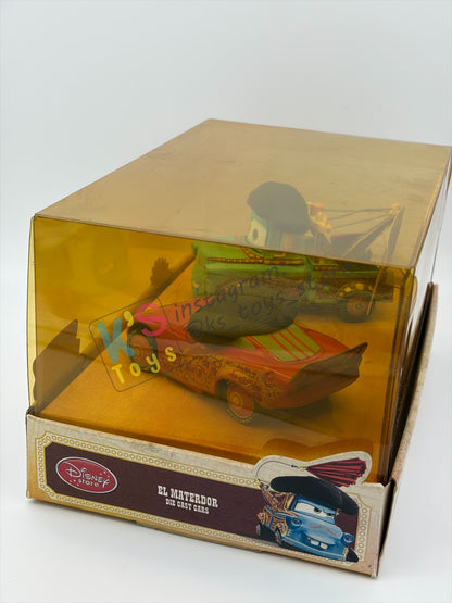 Disney Store Version of Disney Pixar Cars 1:43 - 2 PACK EL MATERDOR CARS TOON SERIES "EL MATERDOR (TOW MATER) AND EL RAYO (LIGHTNING MCQUEEN)" - BNIP