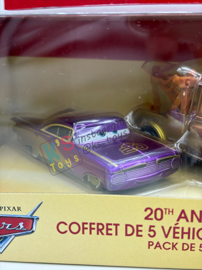 GIFT SET Disney Pixar Cars by MATTEL, EXCLUSIVE 5 PACK 20th ANNIVERSARY FAN FAVOURITE - RAMONE, MATER, LIGHTNING MCQUEEN, SALLY AND FILLMORE - BNIP