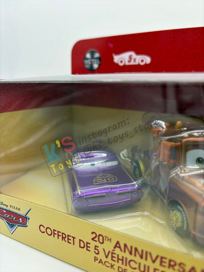 GIFT SET Disney Pixar Cars by MATTEL, EXCLUSIVE 5 PACK 20th ANNIVERSARY FAN FAVOURITE - RAMONE, MATER, LIGHTNING MCQUEEN, SALLY AND FILLMORE - BNIP