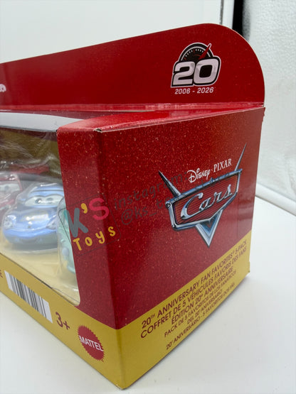GIFT SET Disney Pixar Cars by MATTEL, EXCLUSIVE 5 PACK 20th ANNIVERSARY FAN FAVOURITE - RAMONE, MATER, LIGHTNING MCQUEEN, SALLY AND FILLMORE - BNIP