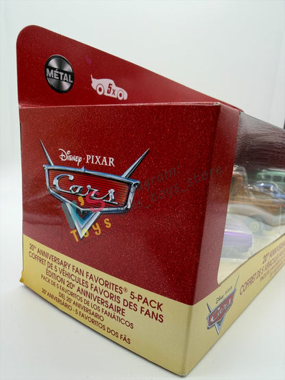 GIFT SET Disney Pixar Cars by MATTEL, EXCLUSIVE 5 PACK 20th ANNIVERSARY FAN FAVOURITE - RAMONE, MATER, LIGHTNING MCQUEEN, SALLY AND FILLMORE - BNIP