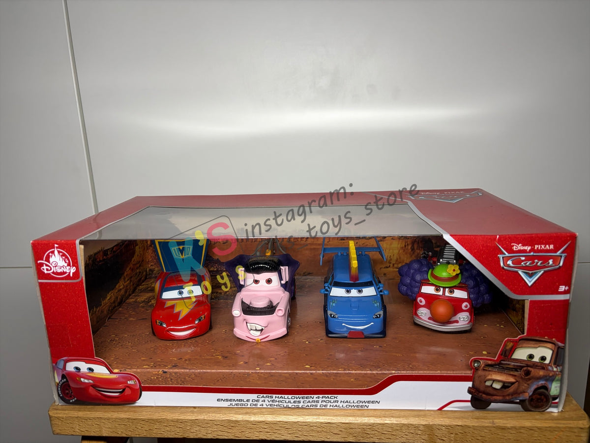 Disney Store Version of Disney Pixar Cars 1:43 - 4 PACK CARS HALLOWEEN SERIES "LIGHTNING MCQUEEN, MATER, DJ AND RED" - BNIP
