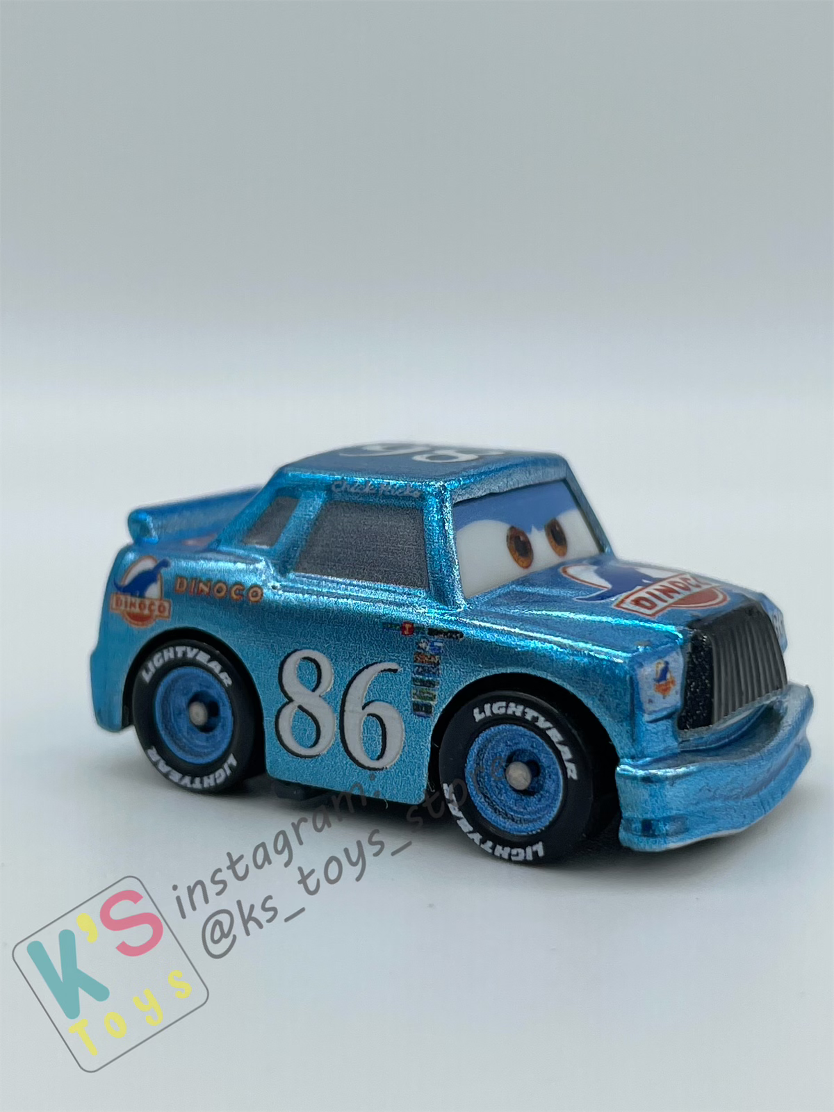 Loose Mini Racers Pixar Disney Cars, Metallic Dinoco Chick Hicks- Displayed Condition