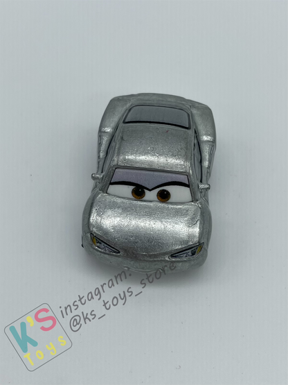 Loose Mini Racers Pixar Disney Cars, Silver Natalie Certain - Displayed Condition