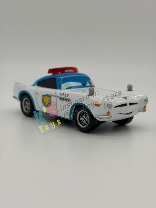 PRE-OWNED / LOOSE DISNEY PIXAR CARS - “SECURITY GUARD FINN (VARIANT UNIBODY)" - CARS 2 AIRPORT ADVENTURE SERIES - GOOD CONDITION