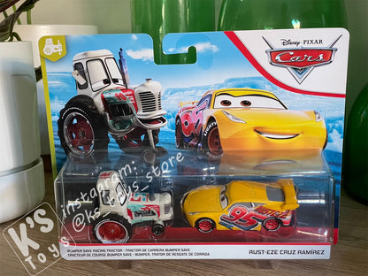 Disney Pixar Cars 1:55 2-Pack Bumper Save Racing Tractor and Rust-eze Cruz Ramirez - BNIP