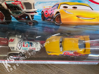 Disney Pixar Cars 1:55 2-Pack Bumper Save Racing Tractor and Rust-eze Cruz Ramirez - BNIP