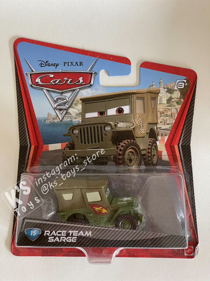 DISNEY PIXAR CARS BY MATTEL, RACE TEAM SARGE - CARS 2 - BNIP