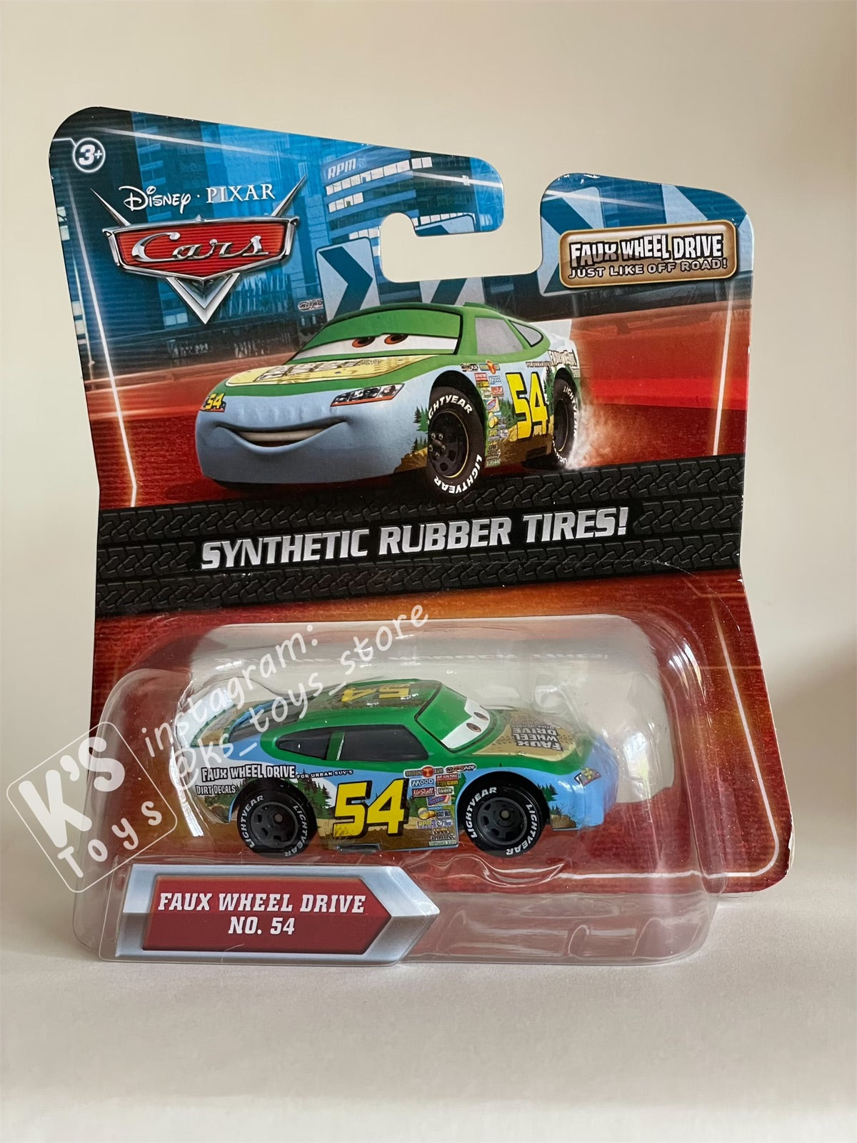 DISNEY PIXAR CARS "FAUX WHEEL DRIVE #54" SYNTHETIC RUBBER TIRES - BNIP