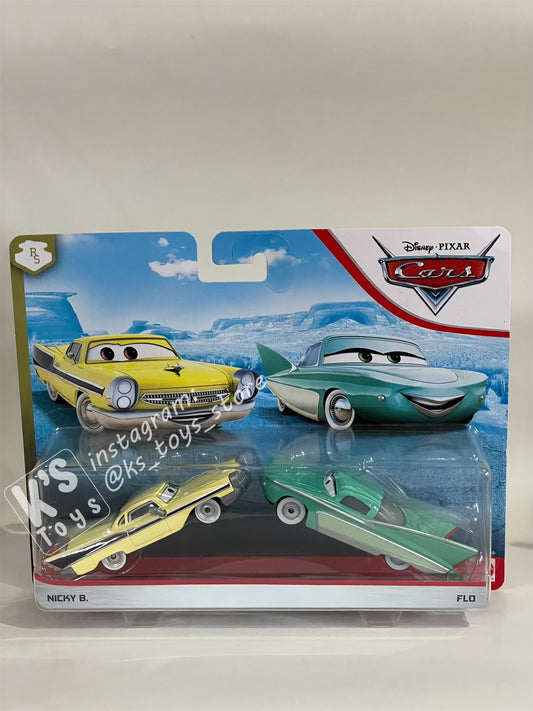 Disney Pixar Cars 1:55 2-Pack Nicky B and Flo - Radiator Springs - BNIP