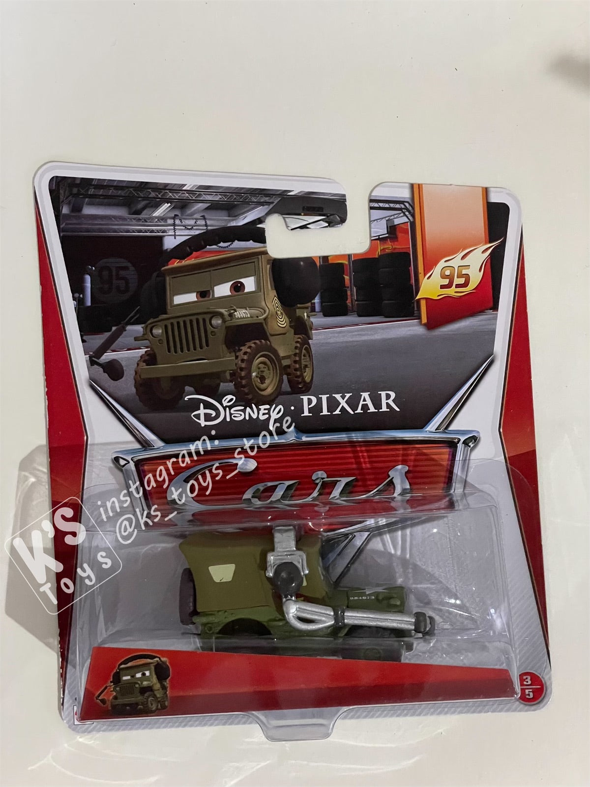 DISNEY PIXAR CARS BY MATTEL, “SARGE RACE TEAM WITH HEADSET" 95 PIT CREW SERIES - BNIP