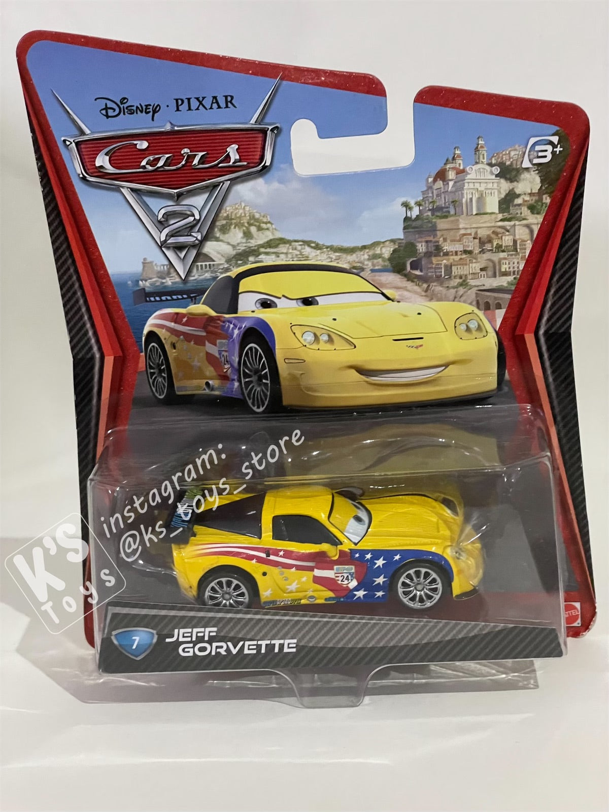 DISNEY PIXAR CARS BY MATTEL, CARS 2 JEFF GORVETTE #7 - BNIP