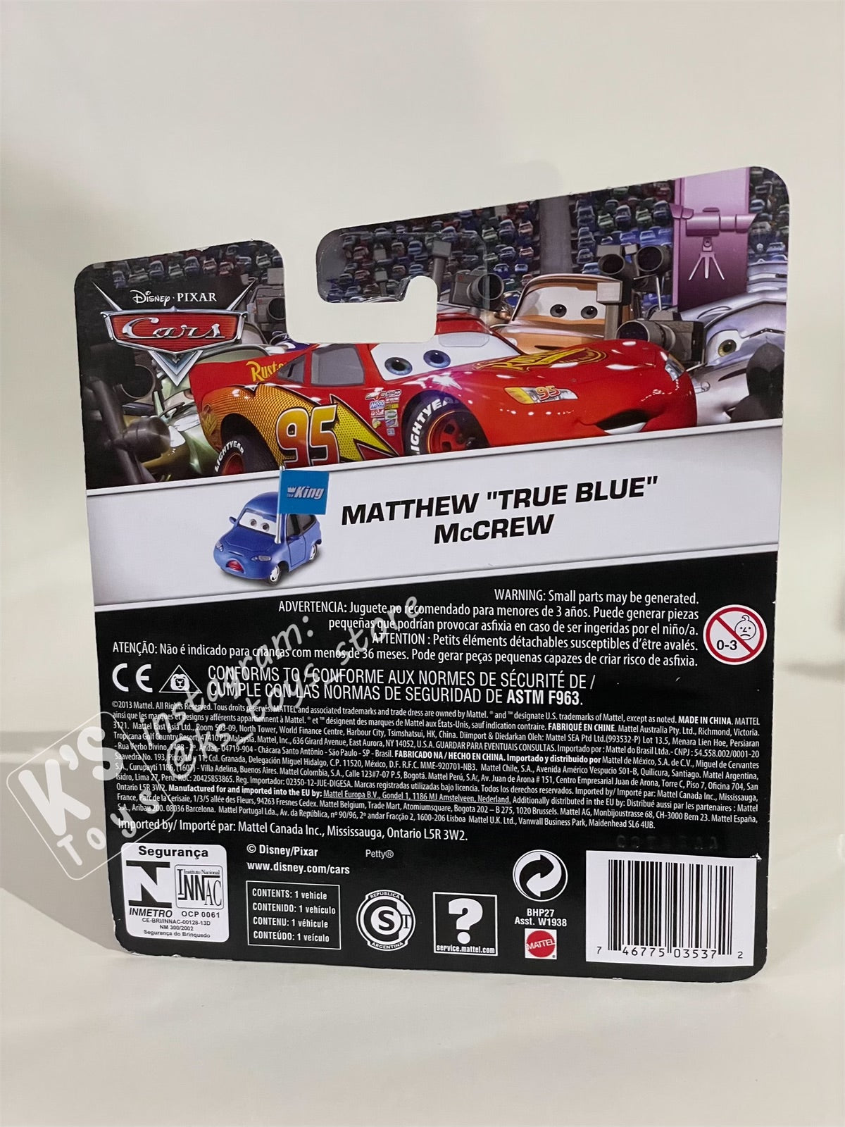 DISNEY PIXAR CARS "MATTHEW “TRUE BLUE” McCREW" RSN SERIES - BNIP