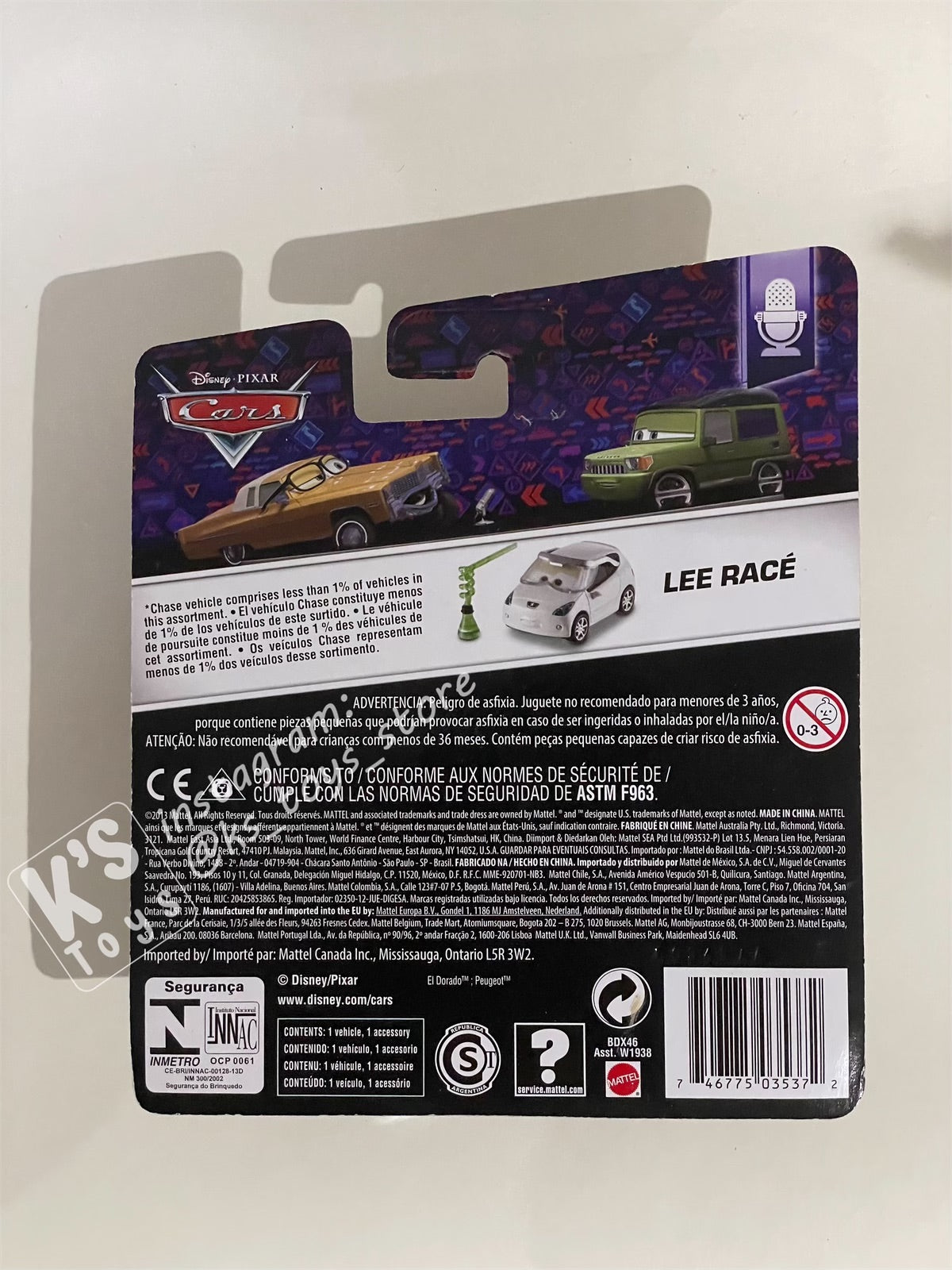 DISNEY PIXAR CARS BY MATTEL, LEE RACE - BNIP
