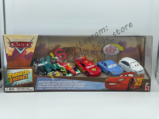 Gift Set Disney Pixar Cars 1:55 - 5 PACK GIFT SET RADIATOR SPRINGS GRAND PRIX - TOM TACH  - BNIP