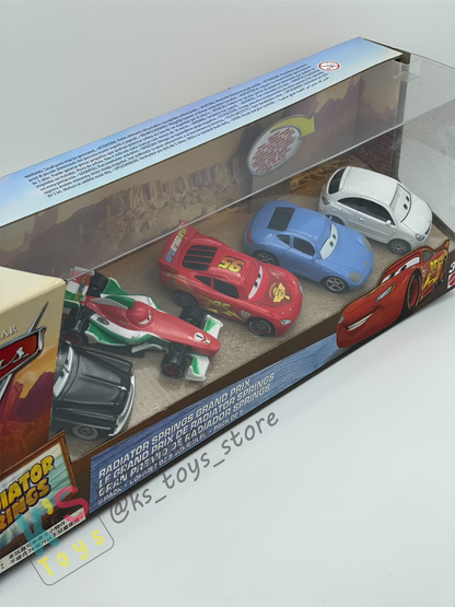 Gift Set Disney Pixar Cars 1:55 - 5 PACK GIFT SET RADIATOR SPRINGS GRAND PRIX - TOM TACH  - BNIP