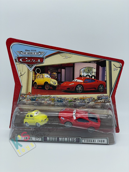 Disney Pixar Cars 1:55 by Mattel 2-Pack MOVIE MOMENTS,  LUIGI & FERRARI F430 - BNIP