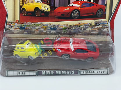 Disney Pixar Cars 1:55 by Mattel 2-Pack MOVIE MOMENTS,  LUIGI & FERRARI F430 - BNIP