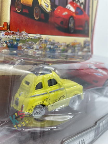 Disney Pixar Cars 1:55 by Mattel 2-Pack MOVIE MOMENTS,  LUIGI & FERRARI F430 - BNIP