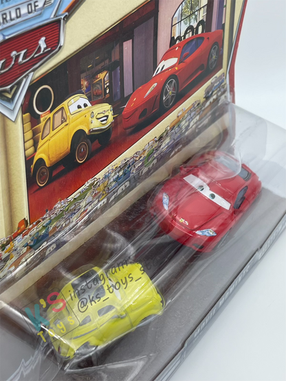 Disney Pixar Cars 1:55 by Mattel 2-Pack MOVIE MOMENTS,  LUIGI & FERRARI F430 - BNIP