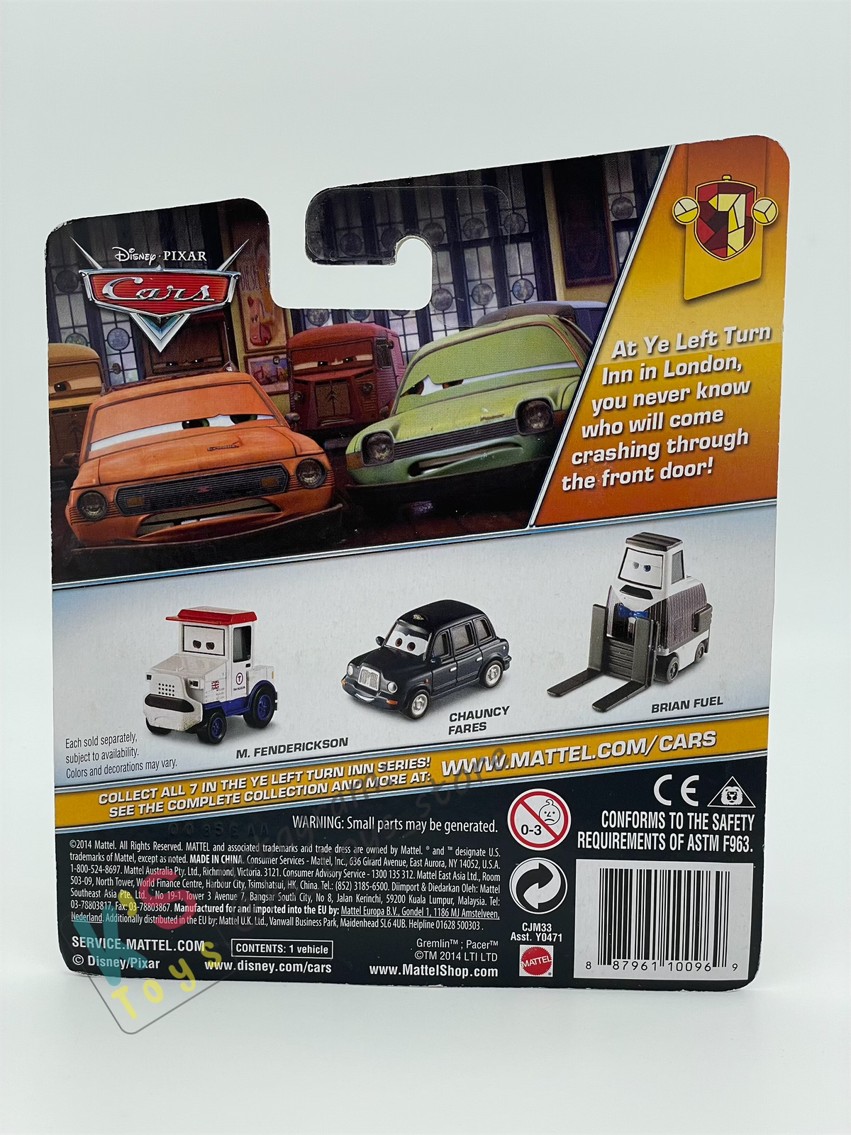 DISNEY PIXAR CARS BY MATTEL - "M. FENDERICKSON" YE LEFT TURN IN SERIES - BNIP