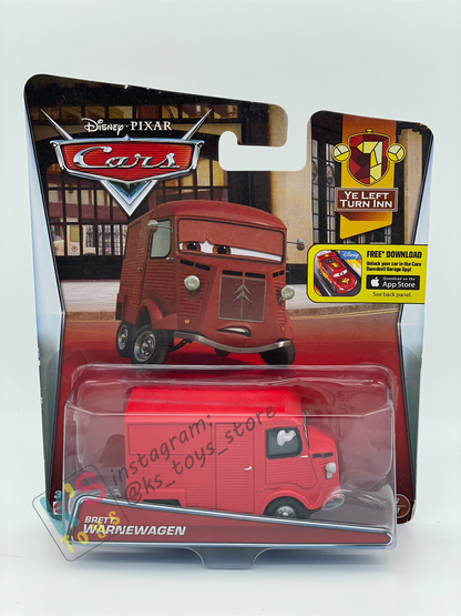 DISNEY PIXAR CARS BY MATTEL - "BRETT WARNEWAGEN" YE LEFT TRUN IN SERIES - BNIP