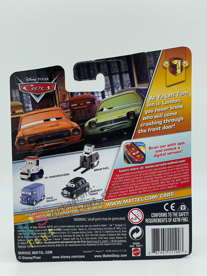 DISNEY PIXAR CARS BY MATTEL - "BRETT WARNEWAGEN" YE LEFT TRUN IN SERIES - BNIP