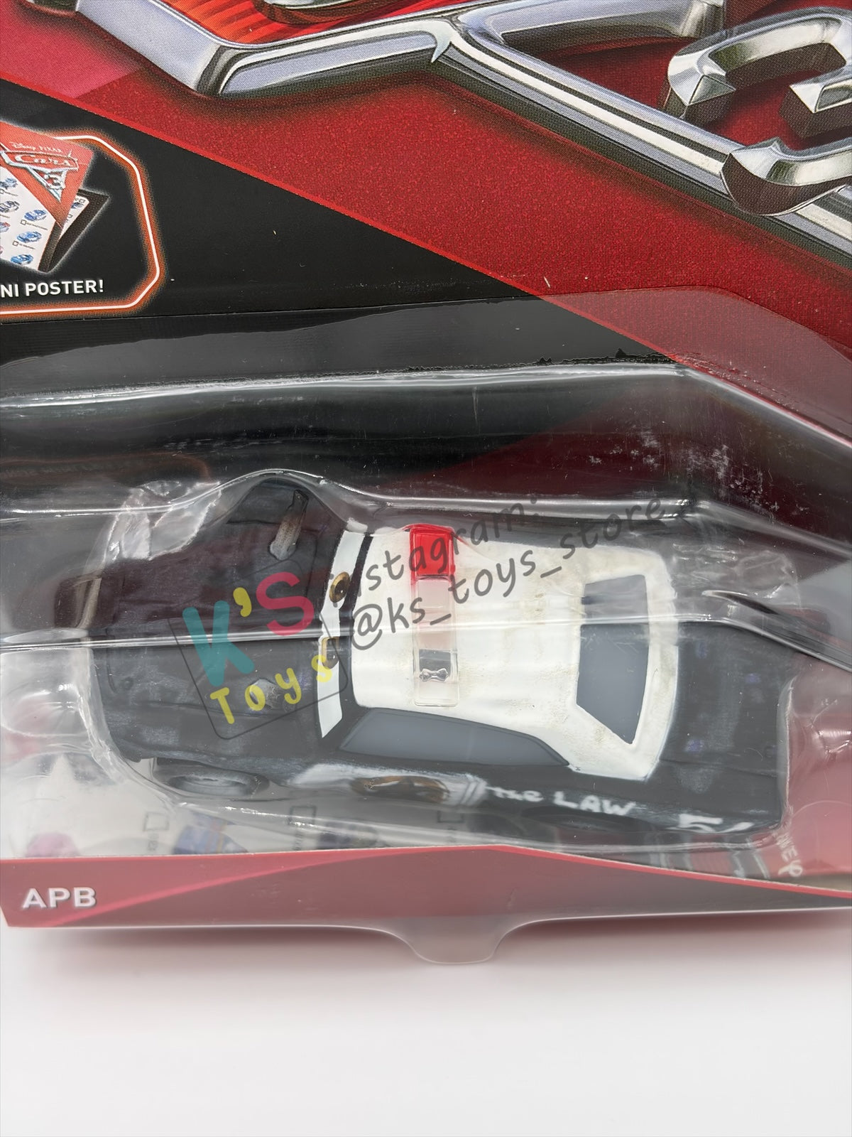 DISNEY PIXAR CARS 1:55 BY MATTEL - "APB BONUS MINI STICKER" - CARS 3, THUNDER HOLLOWS SERIES - BNIP