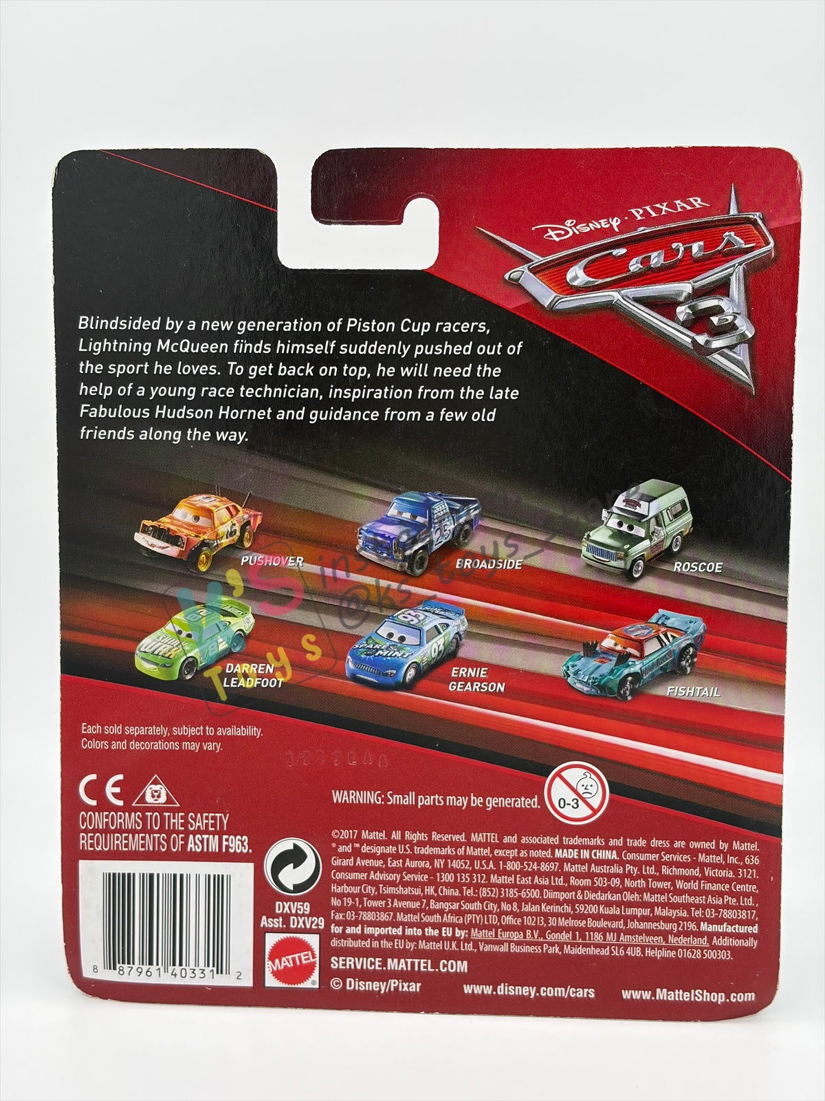 DISNEY PIXAR CARS 1:55 BY MATTEL - "APB BONUS MINI STICKER" - CARS 3, THUNDER HOLLOWS SERIES - BNIP