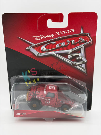 DISNEY PIXAR CARS 1:55 BY MATTEL - "JIMBO" - CARS 3, THUNDER HOLLOWS SERIES - BNIP