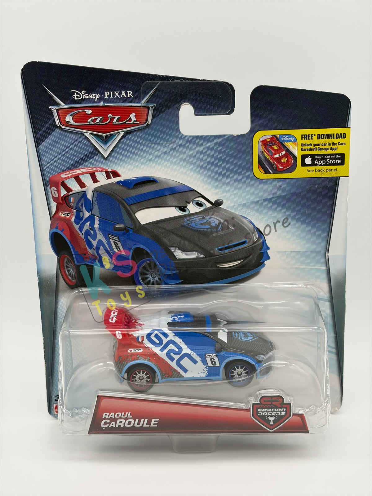 DISNEY PIXAR CARS 1:55 BY MATTEL, "RAOUL CAROULE" CARBON RACERS SERIES - BNIP