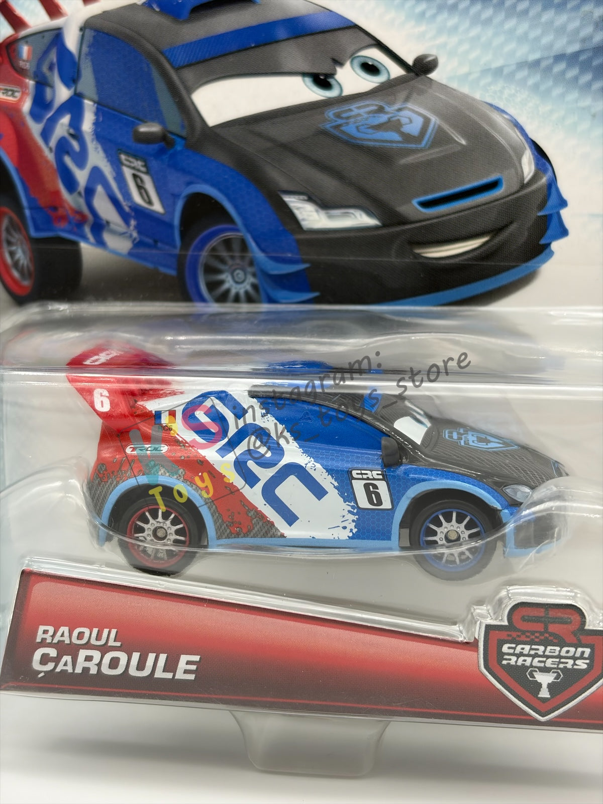 DISNEY PIXAR CARS 1:55 BY MATTEL, "RAOUL CAROULE" CARBON RACERS SERIES - BNIP