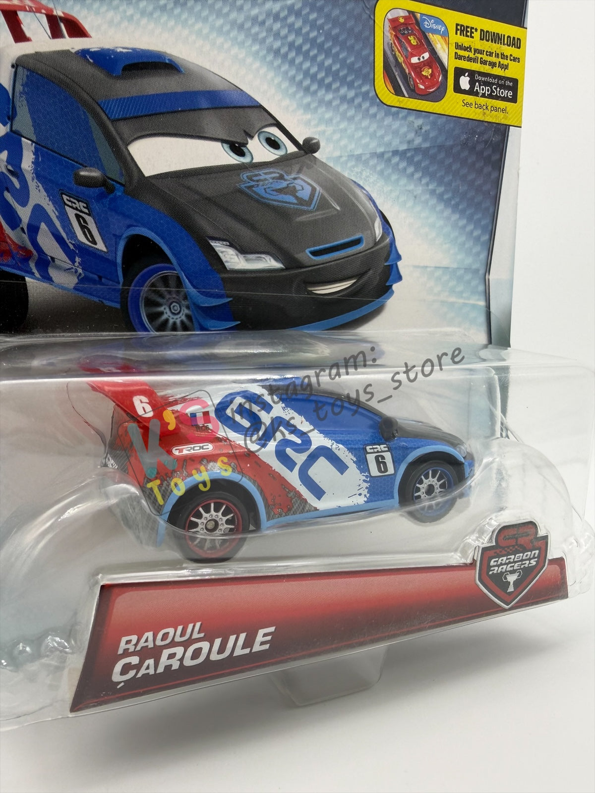 DISNEY PIXAR CARS 1:55 BY MATTEL, "RAOUL CAROULE" CARBON RACERS SERIES - BNIP