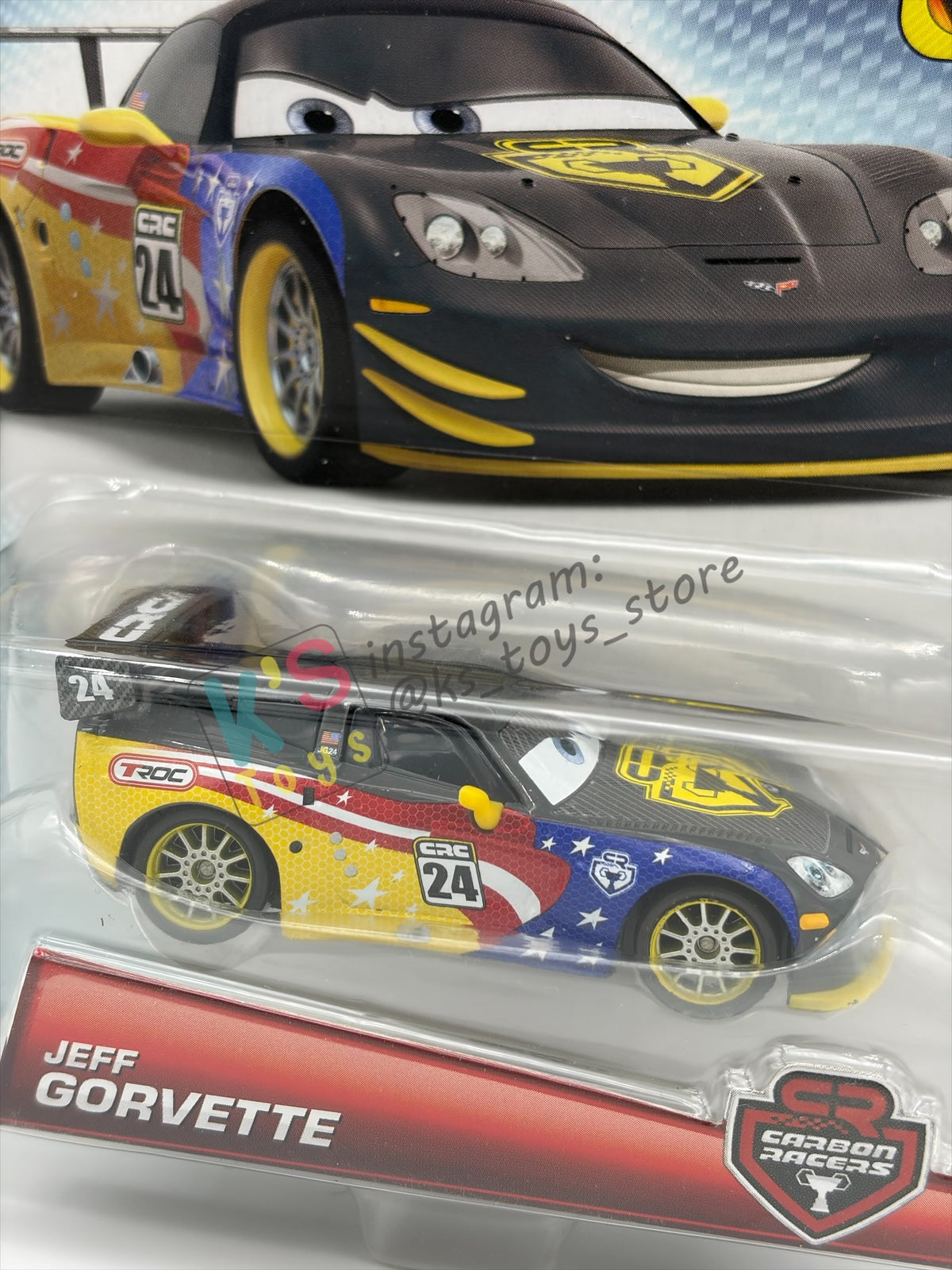 DISNEY PIXAR CARS 1:55 BY MATTEL, "JEFF GORVETTE" CARBON RACERS SERIES - BNIP