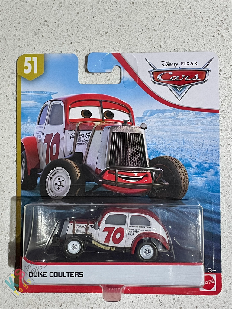 DISNEY PIXAR CARS "DUKE COULTERS" DOC'S RACING - BNIP