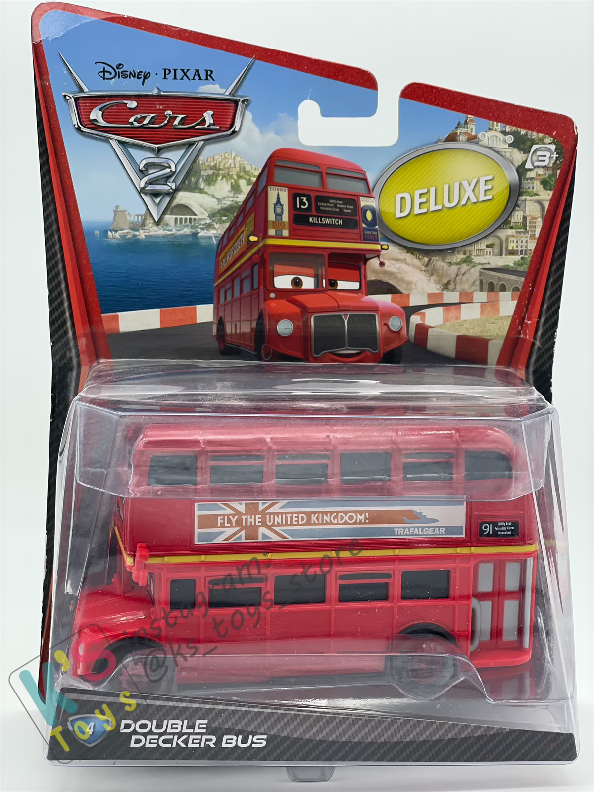 DELUXE DISNEY PIXAR CARS "DOUBLE DECKER BUS #4" CARS 2 - BNIP